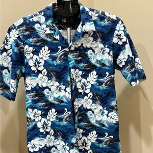 Men's Blue Floral Casual Button Down Shirt